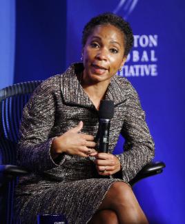 President and CEO of non-governmental organization CARE, Helene Gayle, speaks during the Clinton Global Initiative, in New York, on September 21, 2010.